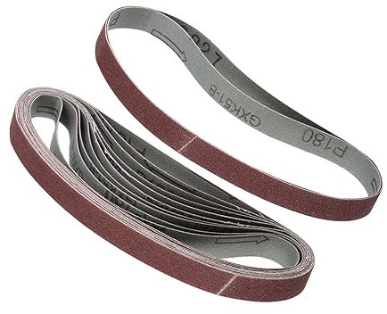 Kozelo 12Stk Schleifen Gürtel - [ 13mm x 455mm 180 Grit ] Schleifpapier Gürtel Streifen Sander Papier für Holz Malen Schleifen Metall Polieren