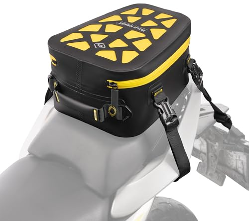 WILD HEART Borsa da Coda per Moto/Borsa da Serbatoio Borse da Sella per Bagagli con Sedile Posteriore Multifunzionali Impermeabili per Moto (Cavo nero giallo)