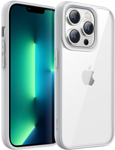 JETech Hülle für iPhone 13 Pro Max 6,7 Zoll, Stoßfestes Handy Stoßfänger Schutzhülle, Solid Farbe Matt TPU Rahmen, Anti-Kratzer Transparent Rückseite (Silber)