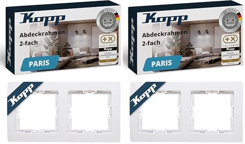 Kopp 2-fach Rahmen für das Schalterprogramm Paris arktis-weiß, 308502066 (Packung mit 2)