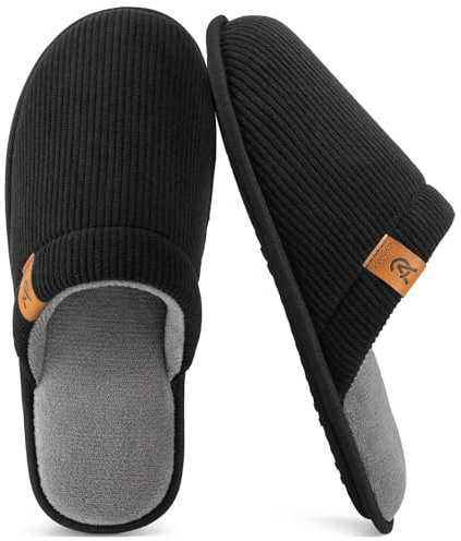 VeraCosy Chaussons respirantes douces pour hommes à mémoire foam intérieur outdoor l'été et l'automne pantoufles Bescheidenes Schwarz，42/43 EU