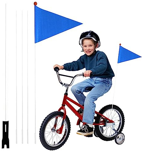 Lambo Fahrradfahne mit Mast, Fahrradfahnen für die Sicherheit | 2,2 m wasserdichte Outdoor-Flagge – Fahrradfahne mit Fiberglasstange für Fahrrad, Radfahren im Freien