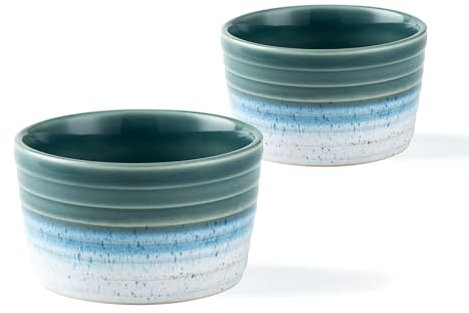 Mini moldes para soufflé de porcelana, color verde, para fondants muffins, souffles, soufflees, 240 ml, apto para horno para pudín, crema brûlée