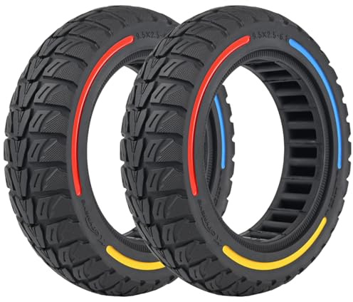 9.5x2.5-6.1 Off-Road Solid Tire Replacement for NIU KQi3 Pro/Max/Sport Scooter - Puncture-Free, Hassle-Free Maintenance - Anti-Skid, Shockproof 9.5 x 2.50 inch Tubeless Tire (3 Color 2Pcs)