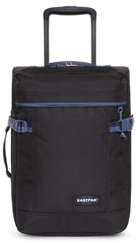 Eastpak Tranverz XXS Kabinenkoffer (45 x 32 x 20 cm), Leichter Handgepäck Trolley mit Rollen, TSA-Schloss & Doppelfach, Wasserabweisender Reisekoffer - KONTRAST PREP BLACK