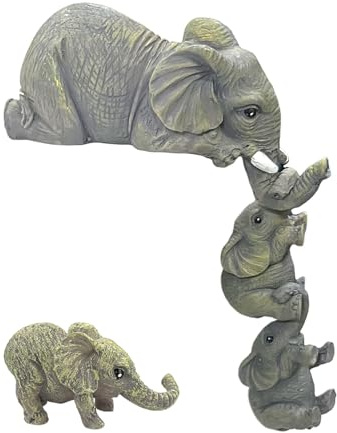 EHDWXVZM 4 pezzi di ornamenti di elefanti, statue in resina di elefanti, ornamenti di micro paesaggi, decorazioni di design creativo, ornamenti per la decorazione del giardino e della casa