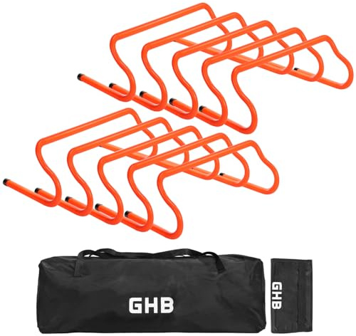 GHB 10 Pack 8 Agility Hurdles Speed Agility Training Hurdles, Detachable Sturdy Hurdles Training Equipment Set with Carry Bag for Kids,Athletes,Soccer,Basketball
