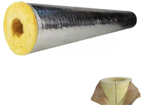 LXRHLIKG Coquilla Aislante, Lana de Roca Aislamiento Termico de Aluminio con Diseño de Apertura para Aislamiento de Tuberías al Aire Libre(50 * 76mm/1 * 3in)