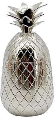 Luxurious and Vintage Pineapple Table Top Ice Bucket - Distressed Look, Art Deco Wine Cooler in Silver, Sturdy Aluminium in Sleek - Ideal for Bar, Office, Home, Living Room Decor, Gift (29cm)