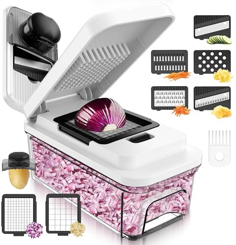 Cortador de Verdura Multifuncional | Mandolina de Cocina Profesional | Picador de Verduras Manual de acero inoxidable | Rallador Verduras y Queso - Gadgets Cocina