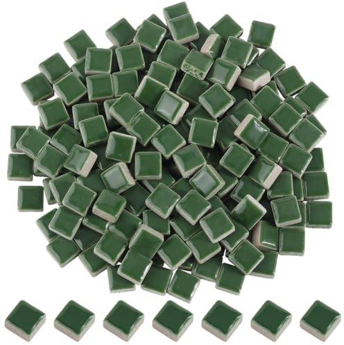 SOFPLATE Keramik Mosaikfliesen Matte Grün Mosaiksteine Quadrat 1 x 1cm Dunkelgrün Handgefertigt Kreative Mikro Mosaikstücke für Liebhaber DIY-Mosaik Projekte Heimdekorationen Bastelteller Blumentöpfe