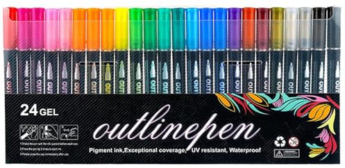 Coloring Lightstick Graffiti Textmarker, Double-Lines Outline Markers Pen Set, Einzigartige Shimmer Color Doodle Stifte Für Crafts, Metallische Glitzer-Highlighter Zum Zeichnen