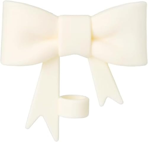 Beige Bow Straw Cover for Stanley 40&30 Oz Cup, 10mm Silicone Straw Covers Cap for Stanley Cup Accessories, Cute Straw Topper for Tumblers, Straw Cap Stopper for Reusable Straws Tip Lids