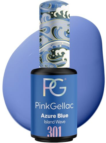 Pink Gellac Gel Nagellack UV, Veganes Nagelgel - 301 Azure Blue 8 ml | Gelnagellack für UV Lampe, Einfache Anwendung Nail Polish für 14 Tage Salonqualität, Gellack Made in Holland
