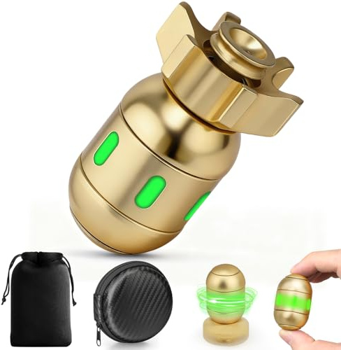 Dilabnda Atombombe Metall Fidget Spinner Spielzeug für Erwachsene Kinder, Cooles 2 in 1 Leuchtendes Hand Finger Spinner Würfel Spielzeug, Sensorisches Fingerspinn Gyro Spielzeug Geschenke