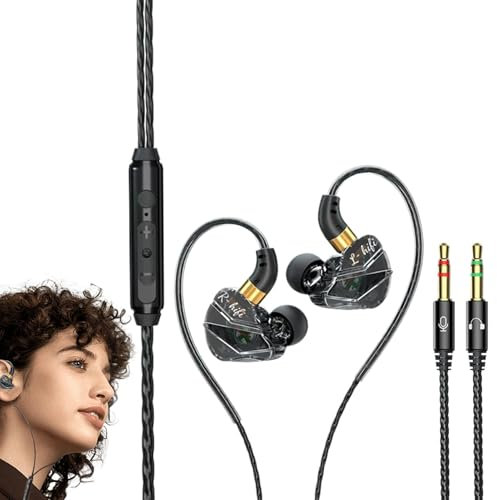 Kustimantu Earbuds with Microphone, Wired Earbuds - Wired In-Ear Earbuds 2 in 1 Earbuds - Ergonomic Computer Accessories, Noise Isolating 3.5mm Headphones for Laptops