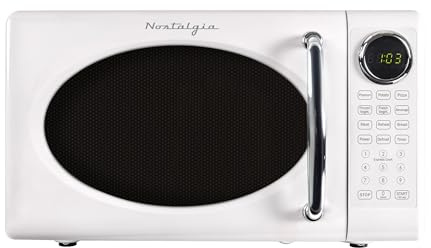 Nostalgia NRMOPM7WH6A Retro Countertop 0.7 Cu. Ft Microwave Oven, White