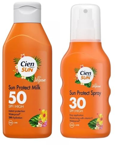 Lidl- Cien - Sun | Sun Protect Spray SPF 30 & Sun Protect Milk SPF50 | Vegan & Waterproof | 200mL + 250mL [BUNDLE]