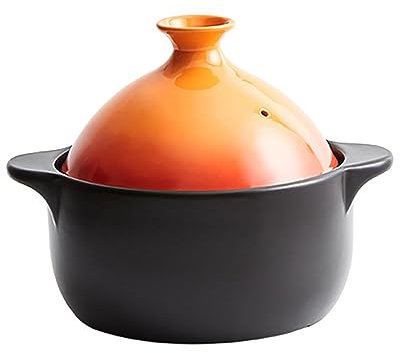 Tagine PotEnameled Moroccan Tagine Pot Ceramic Non Stick Tajine Pot with Lid For Cooking Pot Casserole Dishes Saucepan Stew Pot (Color : Orange, Size : 4.2L)