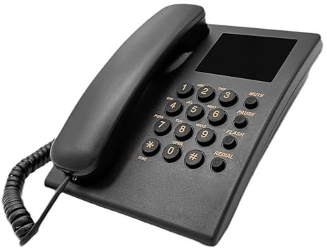 Ksikdeg Téléphone fixe filaire de base pour personnes âgées - Téléphone domestique analogique avec rappel maintenu - Petit bureau mural