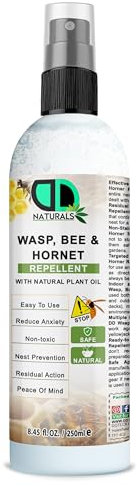 100% Natural Wasp, Bee & Hornet Repellent Spray – Plant-Based Insect Deterrent – Non-Toxic, Safe, Easy to Use, Nest Prevention, Residual Action for Outdoor & Indoor Use (250ml Spray)