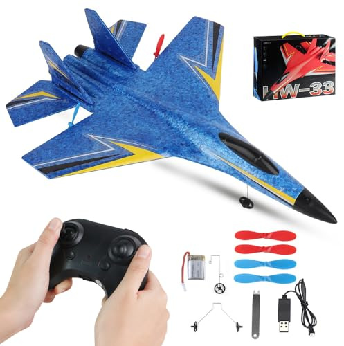 RNPKZ F-22 RC Flugzeug, 2.4Ghz 2 Kanal Flugzeuge Ferngesteuert mit Gyro System, Schaumstoff Ferngesteuertes Flugzeug, Ferngesteuerte Flugzeuge, RC Flugzeugs für Anfänger Kinder Erwachsene (Blau)