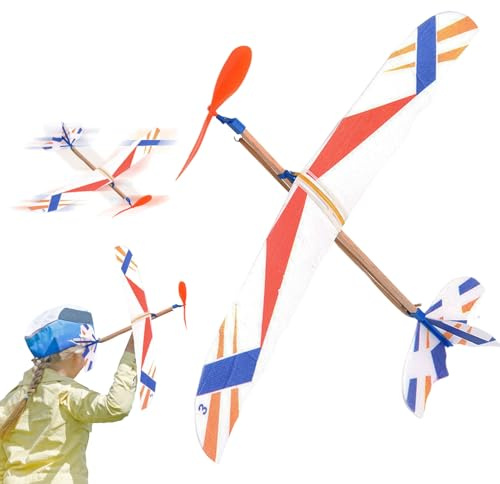 Mimoqk Airplane Rubber Band Powered,Airplane Glider Toy - Rubber Band Powered Plane for Backyard Beach Vacation Outdoor Fun, Prize Reward for Kids