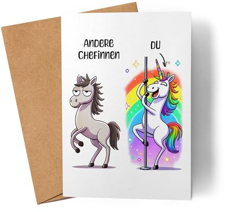 Lilavie-Design Andere Chefinnen Du Karte Grußkarte Einhorn Geschenk Chefin Kollegin Abschied Chefinnengeschenk Büro witzig lustig