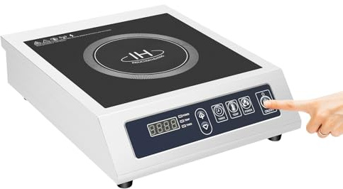 JJsdwin Piastra di cottura a induzione, fornello elettrico con sensore digitale e cambio a temperatura 10, piano cottura a induzione commerciale per cucine domestiche, camper, hotel