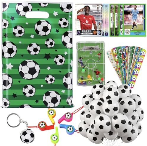Football Party Bags Fillers – 10 Pre Filled Party Bags for Kids with Football Toys, Whistles, Balloons, Cards, Bracelets & More – Fun Football Party Favours for Boys Girls Birthday Game Day