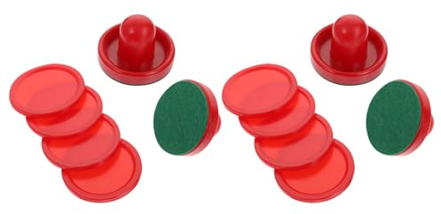 SOPOTUTU Pusher Rosso e Pucks per Air Hockey Portatili Ricambi Compatibili per Giochi da Tavolo e Serate di Divertimento