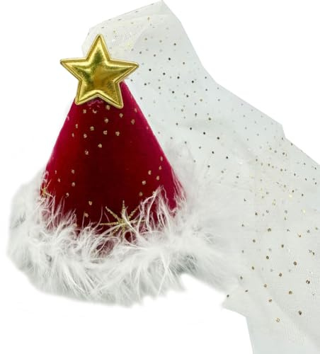 TMTGTS Haarclip weihnachtsmütze weihnachtshut klein haarspangen Truthahnfedern Weihnachten haarklammern Glitzer haarnadel Haarschmuck Kopfschmuck für Kinder Daman Mottopartys Requisite Foto