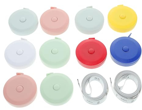 Veemoon Lot de 12 Mètres Ruban de Couture Souple et Rétractable 15 Mètre Corporel et Textile Portable pour Mesurer Tour de Taille et Vêtements Couleur Aléatoire Couleur Aléatoire