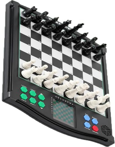 Touchscreen Elektronisches Schachset mit Magnetstücken, LCD-Bildschirm, Eingebaute KI, 30 Spielmodi, Automatische Speicherfunktion, Sprachlehrer für Anfänger