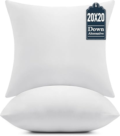 puredown® 20x20 Throw Pillow Inserts Set of 2 – Supportive & Fluffy Down Alternative Pillow Forms for Couch, Sofa & Bed, Indoor Decorative Cushion Stuffer