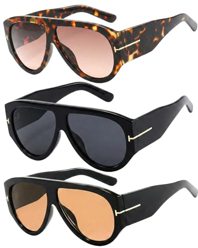 SummitEdge 3er-Pack Retro Sonnenbrille Damen Herren mit UV400-Schutz, 70er Jahre Vintage Pilotenbrille, Oversized Sunglasses mit HD-Sicht. Ideal für Outdoor-Sport, Reisen, Fahren, Angeln, Golf