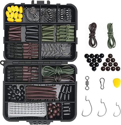 Vicloon 272 Pcs Carp Fishing Tackle Box, Fishing Accessories Kit Including Hooks, Safety Clips, Beads, Boilie Stops, Corn, Tubing & Other Accessories