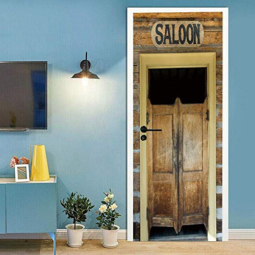 3D Türtapete Selbstklebend Türposter - SALOON - Türaufkleber PREMIUM PVC Wasserfest Wandtattoo Für Schlafzimmer Wohnzimmer Tür Dekoration Tapete 86 x 200 cm