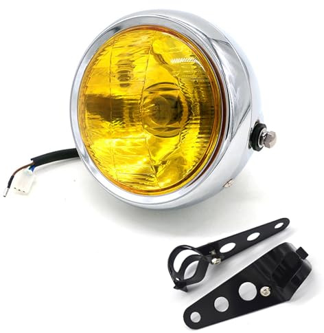 APEBAZY Faro delantero halógeno para motocicleta con rejilla de metal negro de 35 W