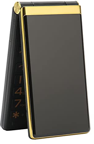 Septpenta Téléphone À Rabat Senior Débloqué 2G, Téléphone Mobile À Gros Boutons, Téléphone Portable pour Senior avec Écran 3, 0 Pouces, Mémoire Extensible 16 Go, Batterie 5900 mAh(Or)