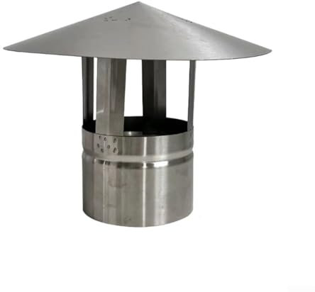 Tappo Antipioggia per Tetto Rotondo, comignolo per Stufa a Legna in Acciaio Inossidabile Cappuccio per Tetto Canna fumaria in Metallo Tappo Antipioggia per canalizzazione(120mm)