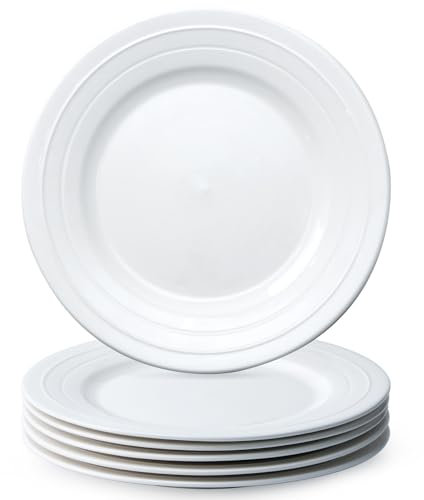 NUTRIUPS 27x2cm Platos Llanos, Platos Grandes, Cerámica, Blanca, Platos Vajilla (6)