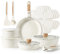 CAROTE Lot de 17 casseroles avec poignées amovibles, anti-adhésives, adaptées au four/lave-vaisselle, sans PTFE/PFOA, blanches