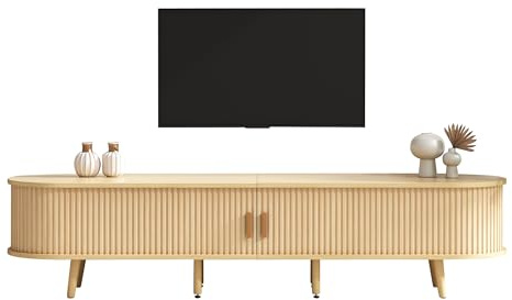 I0I&I0I TV-Schrank 175x40x42cm mit Stauraum aus MDF Holzoptik, 2 Schubladen & Schiebetüren, Massivholzbeine, für Wohnzimmer, Fernseher bis 69 Zoll, 30 kg Tragkraft (Oak)