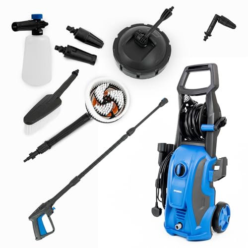 Hyundai 150Bar / 2175psi Electric Pressure Washer, 7.5L/min, 2000W Powerful Motor with Hose & Snow Foam Lance Attachments