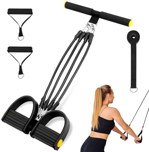 Flintronic Tummy Trimmer Hand Gripper Chest Expander, Elastic Foot Pedal Exercise for Waist and Strength Trainers, Multifunction Sit-ups Pedal Pull Rope for Fitness, Training