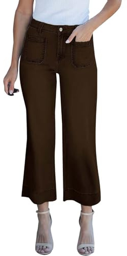 YIzdegg Pantalon évasé pour femme - Jambes larges - Jean boyfriend - Culotte 7/8 - Taille haute - Jean Y2K stretch - Pantalon palazzo - Jambes larges - Pantalon évasé - Pantalon pour adolescente et