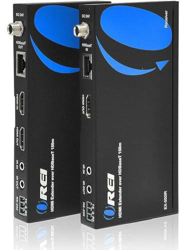 OREI HDBaseT Extender ├╝ber Cat5e/6 Ethernet - bis zu 500 F├╝├č - IR, HDMI Loop-Out, RS-232, PoC, HDMI Balun (EX-500IR) | HDMI-Extender mit CAT5e, HDMI über CAT5 Extender - HDMI Loop Out, RS-232, Dolby Atmos, DTS:X, HBR Audio