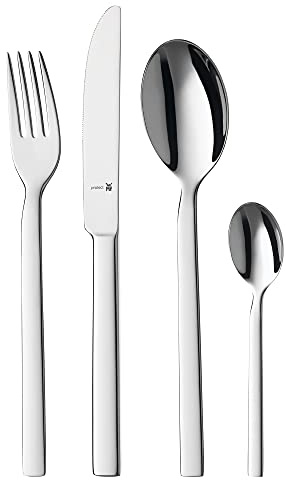 WMF Lyric Edelstahl Besteck Set 6 Personen, Essbesteck Set 24 teilig Monobloc-Messer, Cromargan protect poliert, kratzbeständig, spülmaschinenfest