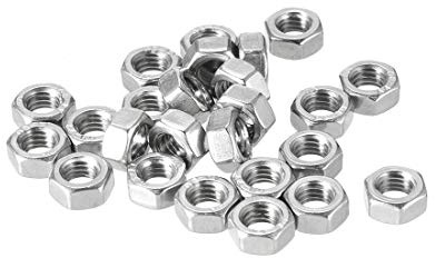 uxcell Hex Nuts, M4x0.7mm Metric Coarse Thread Hexagon Nut, Stainless Steel 316, Pack of 25